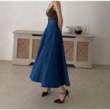 2022 Spring 2 Pieces High Waist Women Denim Skirt Long Vintage Loose Chic Single Breasted Maxi Skirts Woman Jeans