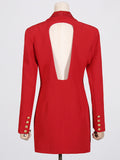 Toloer / Summer 2024 New Fashion Temperament Deep V Collar Heavy Industry Nail Bead Splicing Design To Show Back Women's Suit Jacket-Outfit