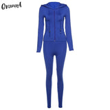 Women Summer Casual Two Piece Set Hooded Crop Tops Sporty Leggings Matching Stretchy Soft Skinny Fitness Slim