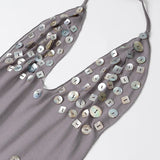 Summer New Sexy Hanging Neck Bare Back Lotus Leaf Side Dress