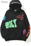 Graffiti Letter Print Hoodies Women Men Casual Loose Hooded Shirt Harajuku Hip Hop Oversized Streetwear Pullover