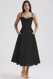 Temperament Floral Series French Summer Slings Gentle Wind Dress With Thin Floral Slings Long