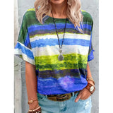 Women's Clothing 2025 New Summer Gradient Girl Short-Sleeved