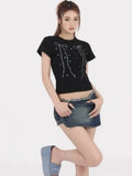 Black Bow Print Tee-Outfit