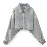 Homemade New Women's Hole Decoration Denim Short Jacket Jacket