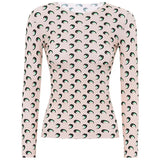 Sexy Thin Tight-fitting Fashion Moon Print Long Sleeves T-shirt 2022New Spring Summer Female Ice Silk Sunscreen