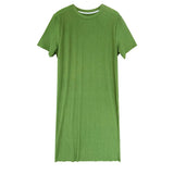 Women Green Pleated Long Big Size Dress New Round Neck Short Sleeve Loose Fit Fashion Tide Spring Summer 2023