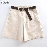 Summer Leisure Thin Shorts for Women Loose S-XXL Wide Leg Shorts with High Waist Female A-line Short Feminino 4