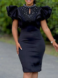 Women's 2025 New Fashion Sexy Sexy Leaf Sleeve Clam Party Dinner Dresses African