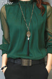 Womens Tops Chiffon Blouse Korean Summer Woman Clothes Stand Neck Elegant Ladies Work Wear Shirts Fashion Blusas De