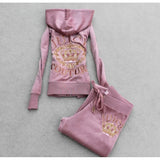 Piece Casual Velet Tracksuit Women's Sets Hooded Long Sleeve Women Zipper Suit Spring Fall Letter Pattern Sport Pants 1028-0-Outfit