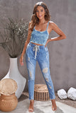 Frayed Drawstring Waist