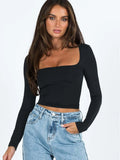 New Women's Clothing Hot Long-Sleeved Solid-Colored Umbilly Collar
