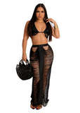 Toloer New Women's Casual Sexy Tassel Strapless Beach Dress Suit-Outfit