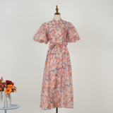 Court Style High Design Feeling Heavy Industry Nail Drill Short Sleeve Single Buckle Dress +