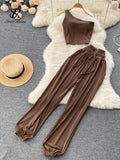 Sporty Casual Women Summer Sets 2022 Elastic Waist Slim Paclet Vacation Long Legs Ladies Sexy Solid Two Piece