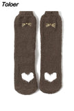 Embroidery CAT Deer Thickening Women Cotton Lovely Plush Keep Warm Sleep Ladies Funny Cute Socks Hosiery Winter