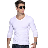 2020 Lycra Slim Fit Men'S T-Shirt 4XL Long Sleeved T Shirt Men Pure Color Casual Muscle Mens Long Sleeve Tees For