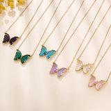 Crystal glass butterfly necklace-Outfit