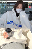 Print Hoodies Women Vintage Autumn Winter Long Sleeves Sweatshirt Harajuku Casual Warm Oversized Streetwear Pullover