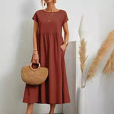 Solid Color Sleeveless Loose Cotton Into Pocket