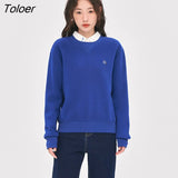 Women Fleece Sweatshirt 2022 Autumn Long Sleeve O Neck Loose Hoodies Letter Print Basic Warm Casual Streetwear