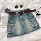 Hottie Fashion High-Rise Thin Double Pocket Workboy Dress Anti-Light Short Skirt A