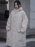 Black Big Size Warm Hooded Cotton-padded Coat Long Sleeve Loose Fit Women Parkas Fashion New Autumn Winter 2022