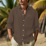 Men's Linen Shirt Button Shirt Summer Beach Shirt Pure