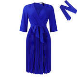 Women's Clothing Autumn 2025 New Solid Color Pressure Folded Strap With Large-Size V-Neck Temperament Elegant African
