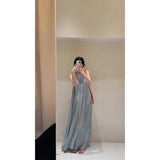 Cool Temperament V-Neck Dyed Hanging Neck Dress Loose Thin Sleeveless Sleeveless Sling