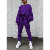 2025 Women's New Ebay Burst Pure Color Long-Sleeved Trousers Loose Casual Suit