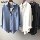White Shirts for Women Top Turn-down Collar Solid Female Shirts Casual Office Ladies Tops 2023 Spring Summer Blouses