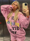 Casual Print Oversize Sweater and Matching Shorts