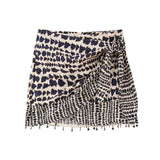 New Beads Double Lint Print Skirt Mini-Skirt