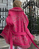 Print Boho Fringe Jacket with