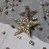 Elegant Dress For Women O Neck Flare Sleeve Sequins Patchwork Mesh Hit Color High Street Dresses Female 2023