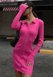 Casual Button Up Knit Long Sleeve Mini