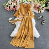 Women Bandage Two Piece Set Spring Autumn Solid Blue/Red/Green Long Sleeve Short Tops And High Waist Split Pants Female Suit