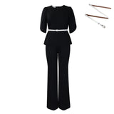 Women's 2025 New Fashion Temperament Elegant Solid-Colored Top Leg Pants Two-Set