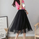 Yarn Skirt Women's Summer Long A Skirt High Waist 100 Folding Skirt 2025 Thin Soft Hanging Yarn