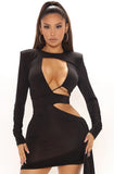 Sexy Cutout Round Neck Pads Long Sleeve Club