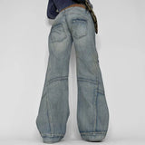 Seamed Pocket Straight Leg Cargo Jeans-Outfit