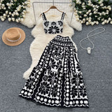 Knitted Set Women's Sleeveless Vest + Mid-Long Half-Dress Senior Geathed