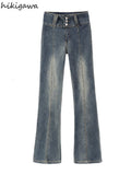 High Waisted Jeans Vintage Slim Fit Flare Pants 2023 New Bottoms Fashion Korean Trousers Pantalon Femme Y2k
