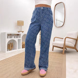 2025 New Love Hook Jeans Women's Casual Wash Straight