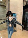 Tops Cropped Cardigan Coat Women's Clothing V-neck Long Sleeve Tunic Sueter Pull Femme Fashion Knitted Thin Korean