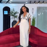 Women's Dress 2025 New Elegant V-Neck High-Waisted Knitted Dress Skirt Short