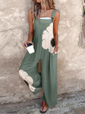 New Summer New Women's Printed Retro Jumpsuits Loose Sleeveless