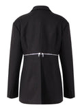 Asymmetrical Women's Blazer New Notched Loose Single Breasted Metal Zipper Long Sleeve Suit jackets Tide Autumn 2023